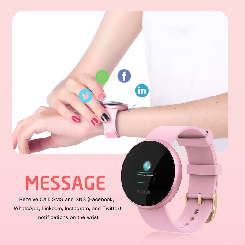 Bozlun B36 kobiety inteligentny zegarek moda cyfrowy okres kobiet przypomnienie heartrate kalorie krok wodoodporne zegarki sportowe reloj mujer