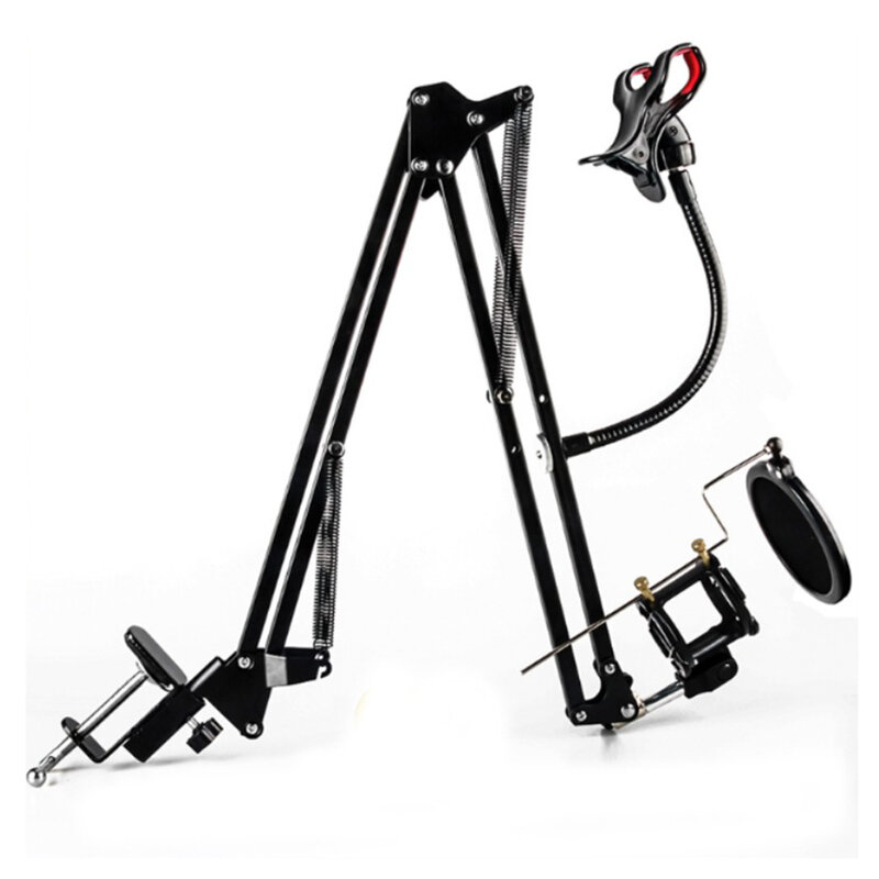 DYY Microphone Scissor Arm Stand and Table Mounting Clamp & NW Filter Windscreen Shield & Metal Mount Kit