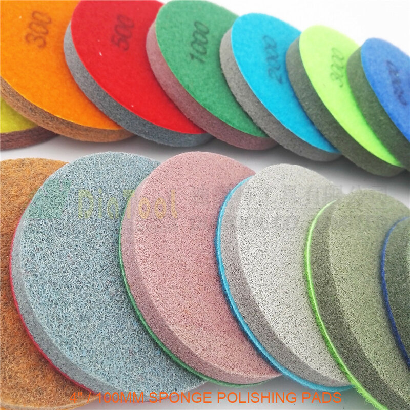 DIATOOL 10pcs 100MM Diamond Sponge Polishing Pads For Soft Stone Marble Artificial Stone Terrazzo Floor Grit #10000 Dia 4inch