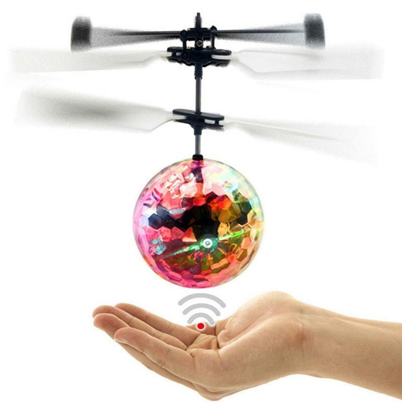 Rc voando bola luminosa crianças bolas de vôo eletrônico indução infravermelha aeronaves brinquedos de controle remoto led luz mini helicóptero