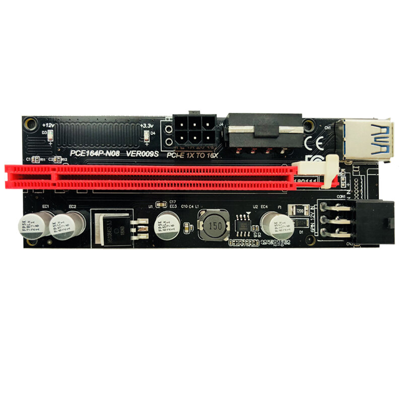 6pcs più recente VER009 USB 3.0 PCI-E Riser VER 009S Express 1X 4x 8x 16x Extender Riser Adapter Card SATA 15pin a 6 pin cavo di alimentazione