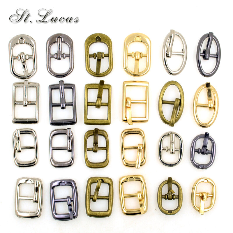 Hebillas de cinturón de aleación de metal para zapatos, accesorio de costura artesanal, cuadrado pequeño, redondo, plateado, dorado, 30 unidades por lote, XK023