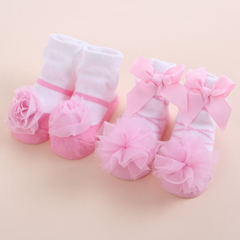 Cute New Born Baby Girl Socks Princess White Red Infant Lace Toddler Sock Cotton Bowknot Set Children Meias Infantil