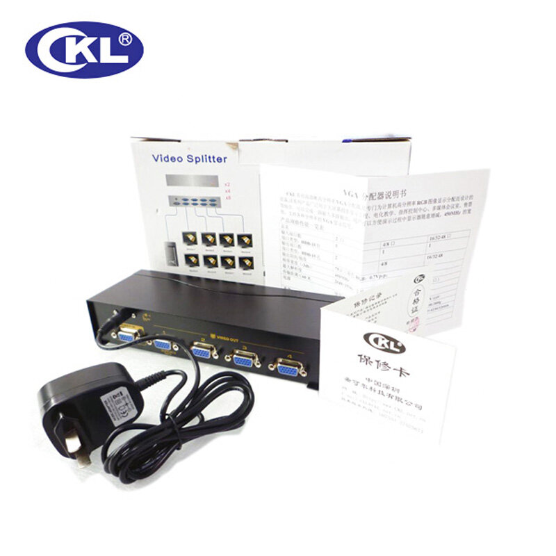 CKL-104A 4 Port VGA Splitter 450 MHZ 1x4 1*4 1 w 4 wyjściowy