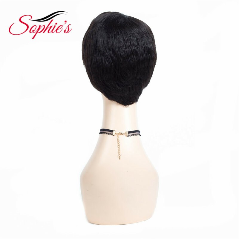 Sophie's peruka z naturalnych krótkich włosów dla kobiet brazylijski naturalne fale nie Remy ludzki włos bez zapachu H. ANNA peruki Bouncy 4.5 cali 61g