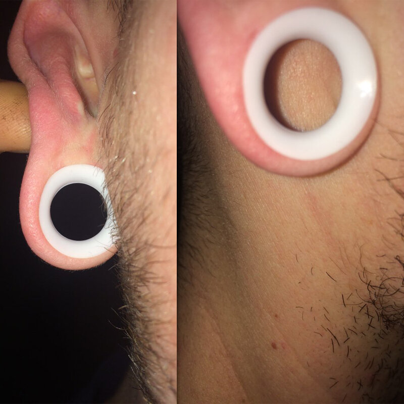 2 sztuk silikonowe wygodne cienkie podwójne poszerzane plugi do uszu Flesh tunel Ear Gauge Expander nosze Earlets kolczyki Ear Piercing