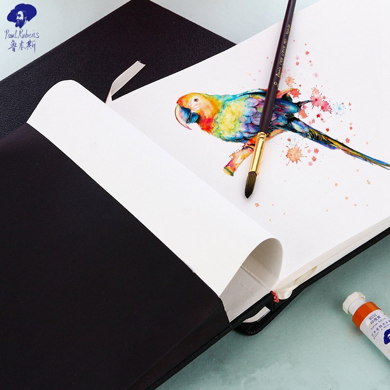 Paul Rubens Bantalan Kertas Lukisan Cat Air 300G/M2 20 Lembar 100% Katun Sampul Kulit Portabel Seni Aquarelle Buku Cat Air