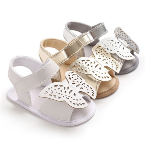 Sandales mocassins à semelle souple pour bébés filles et garçons, chaussures à motif papillon