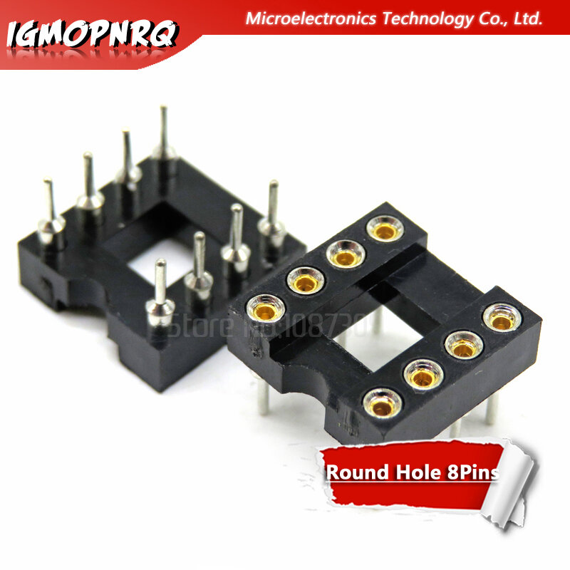 20pcs DIP8 Round Hole 8 Pins 2.54MM DIP  IC Sockets Adaptor Solder Type 8 PIN IC Connector
