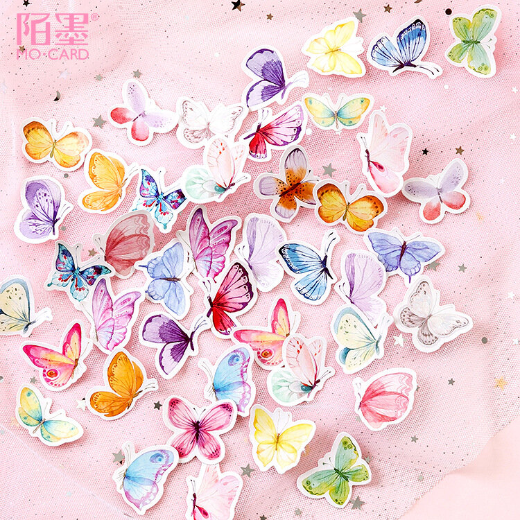 45pcs/pack Lovely Butterfly Label Stickers Set Decorative Stationery Craft Stickers Scrapbooking Diy Diary Album Stick Label