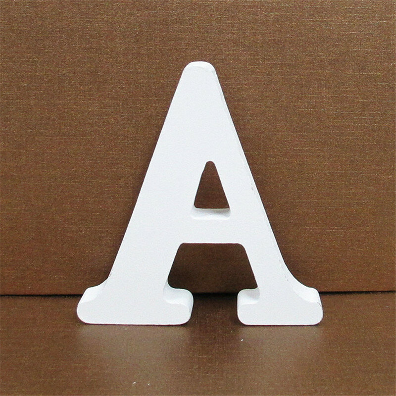 Letras blancas de madera para decoración del hogar, letras del alfabeto inglés, diseño de nombre personalizado, artesanía artística, corazón de pie libre, boda, 1 unidad, 10cm x 10cm