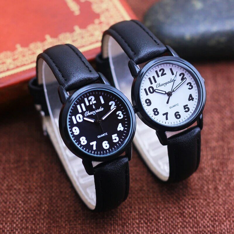 2023 chaoyada hot children students simple leather quartz watches boys girls kids cartoon gifts electronic clock montre relogio