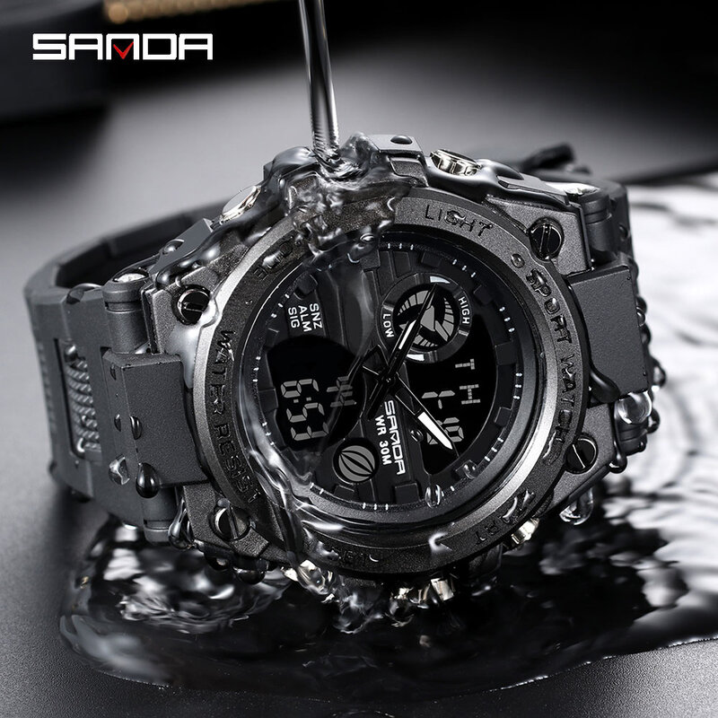 Часы наручные SANDA мужские электронные в стиле G-Shock, брендовые цифровые спортивные модные водонепроницаемые в стиле милитари, 2020