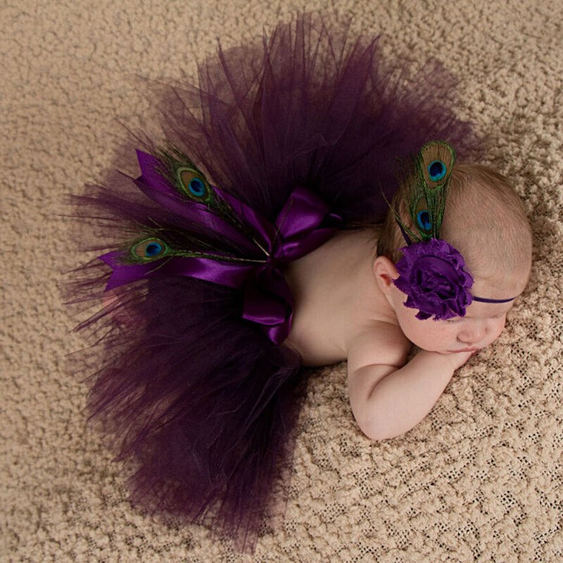 Top Sale Baby Girl Tulle Tutu Skirt and Flower Headband Set Newborn Photography Props Baby Birthday Gift