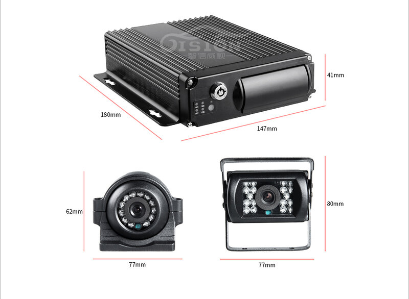 Видеорегистратор G-sensor, 4 канала, 4G LTE, GPS, 256 ГГц, SD, 3 водонепроницаемых камеры заднего вида
