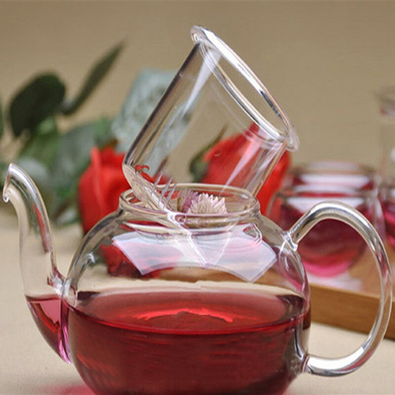 Service à thé en verre Borosilicate, résistant à la chaleur, 800ML, théière à infuseur, chauffe-plat avec passoire à fleurs, 6 théière à Double paroi, cadeau pour la maison