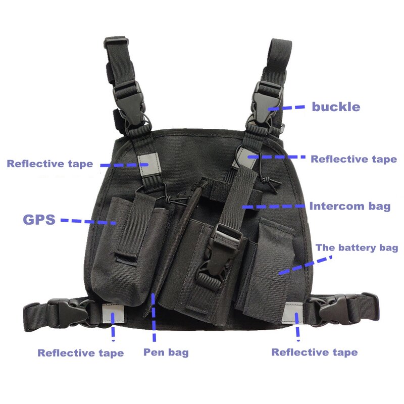 Outdoor Rescue Radio Harness Chest Front Pack Pouch Holster Vest bag for Search And Rescue Station Walkie Talkie