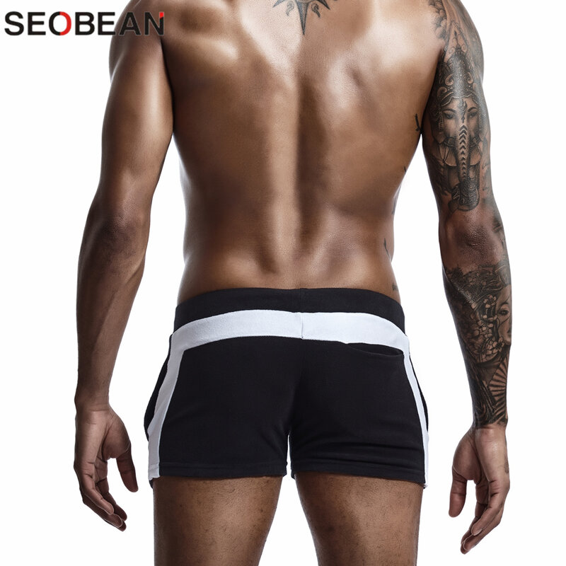 Seobean-男性用のセクシーなローウエストコットンボクサーショーツ,快適な非常に柔らかい綿,家庭用,カジュアル