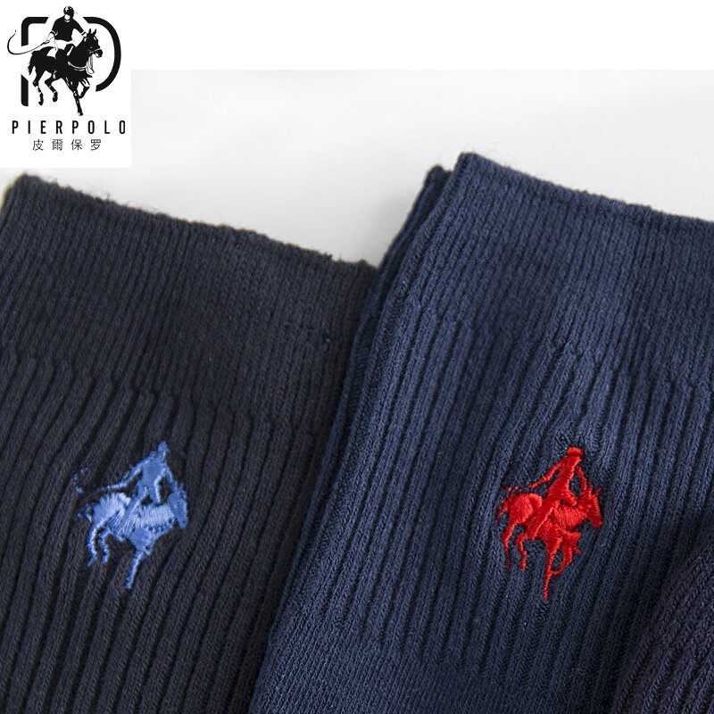 High Quality Fashion 5 Pairs/lot Brand PIER POLO Casual Cotton Socks Business Embroidery Men's Socks Manufacturer Wholesale