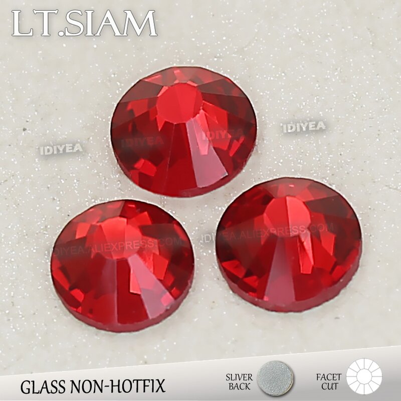 Lt.Siam-diamantes de imitación para decoración de uñas, diamantes de imitación con purpurina, parte trasera plana de cristal, sin fijación por calor, strass, SS3, SS4, SS5, SS6, SS10, SS20, SS30