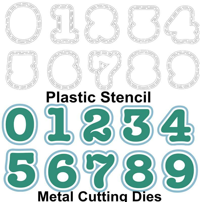 金属とプラスチックのカッティングステンシル,0〜9の番号,スクラップブッキング,工芸品,ステンシル,新しい2019