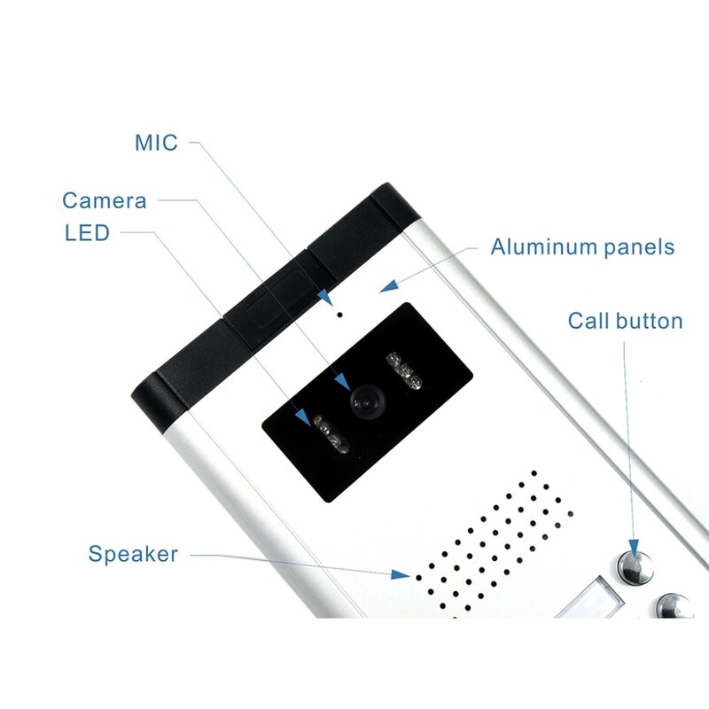 Sistema de intercomunicación de vídeo para el hogar, kit de timbre con cable, Monitor de 7 pulgadas, teléfono y puerta, 12 unidades