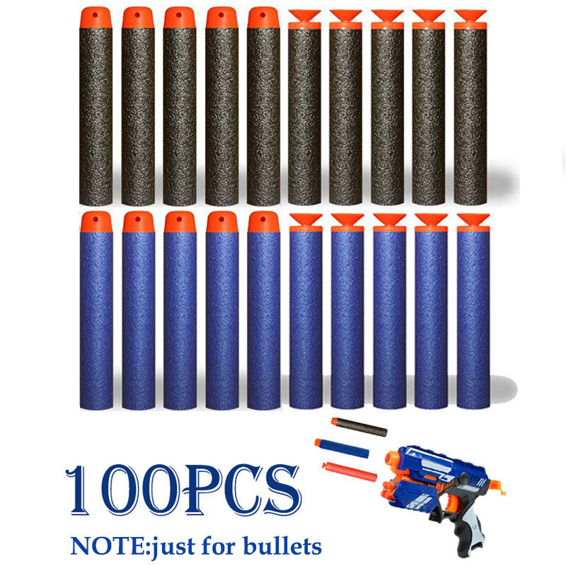 100Pcs Soft Hollow รอบหัวและ Sucker เติมลูกดอกของเล่น Soft Bullet Gun Series EVA ของขวัญของเล่นสำหรับเด็ก Ner