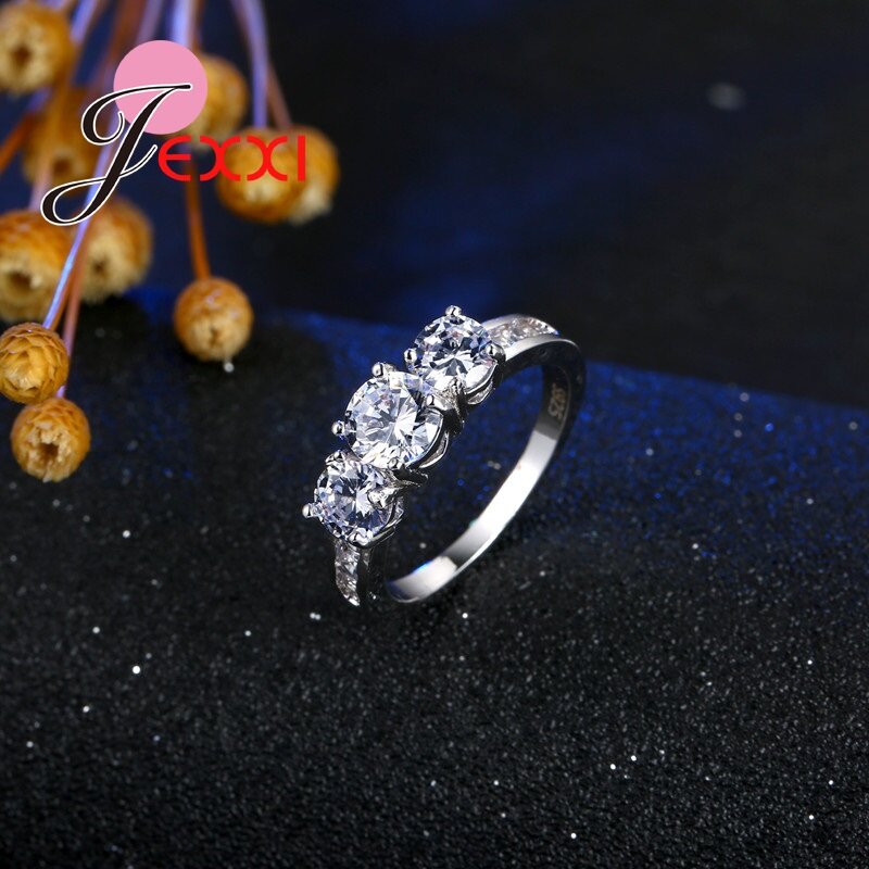 Top Quality Women Girls Fashion Wedding Jewelry Accessories 925 Sterling Silver Promise Rings Clear CZ Crystal Wholesale Price