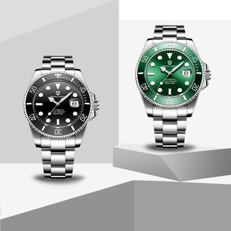 Pagani design marca de luxo relógios masculinos relógio preto automático aço inoxidável à prova dwaterproof água negócios esporte mecânico relógio pulso