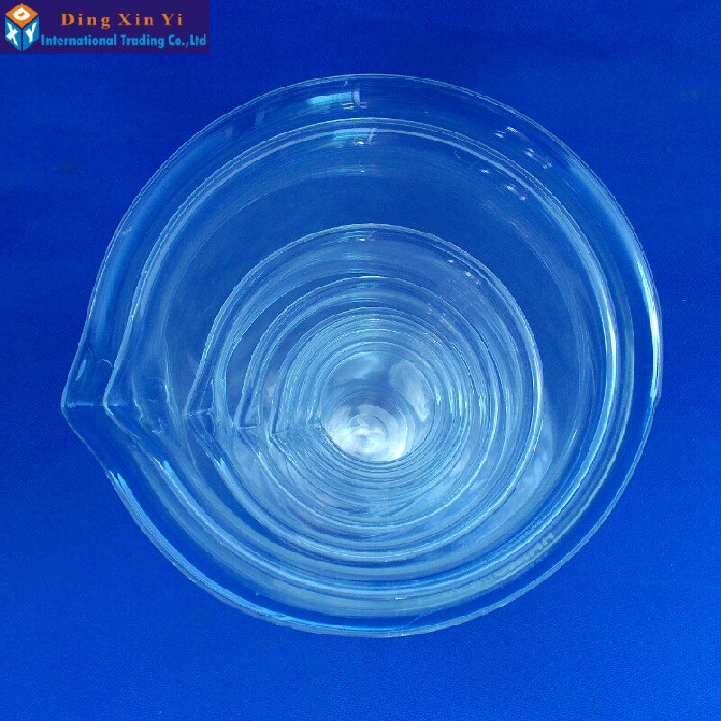 Kapasitas 50Ml-3000Ml Bentuk Rendah Gelas Kimia Laboratorium Borosilikat Kaca Transparan Gelas Kimia Menebal dengan Cerat