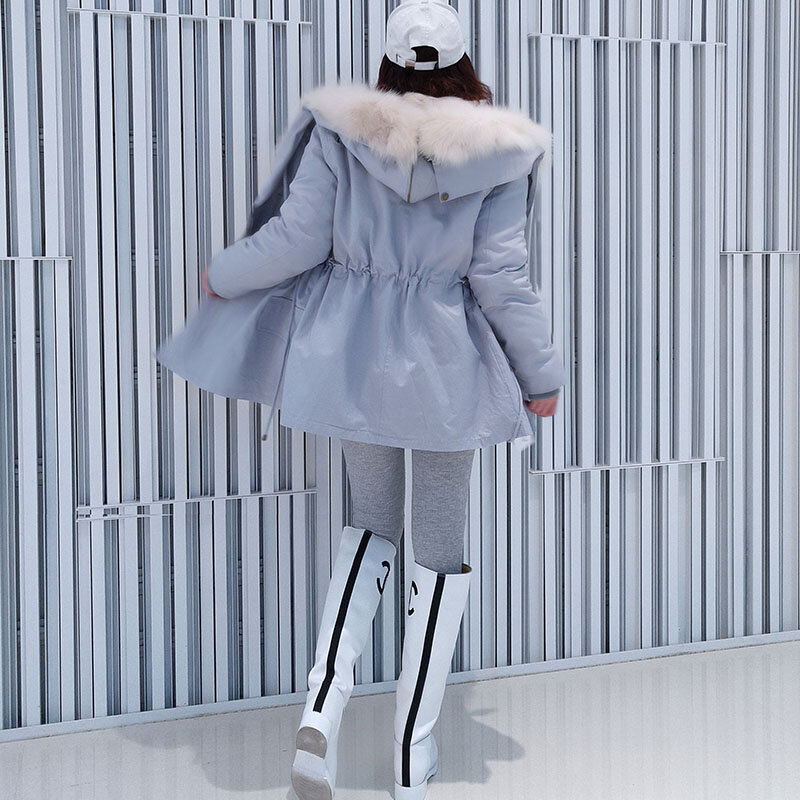 Новая модная куртка с подкладкой из натурального Лисьего меха, пальто из натурального Лисьего меха, зимняя женская куртка
