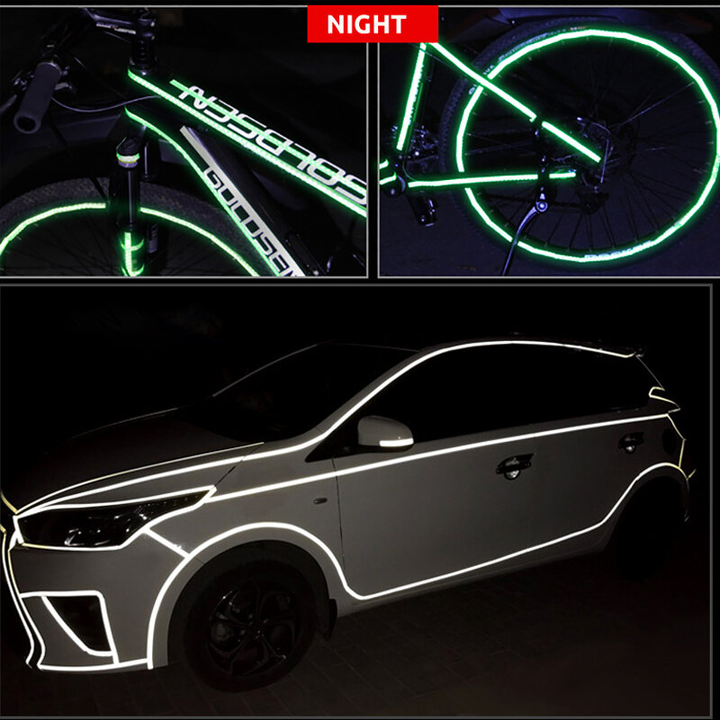 Calcomanías de bicicleta reflectantes pegatina de bicicleta impermeable accesorios de bicicleta cinta reflectante de ciclismo rueda de motocicleta advertencia luz de bicicleta