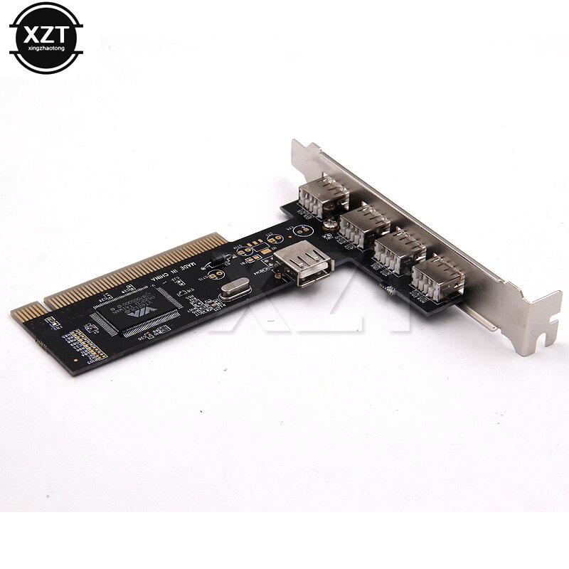 최신 도착 USB 2.0 4 포트 480Mbps 허브 PCI 컨트롤러 카드 어댑터 PCI 카드를 통한 고속