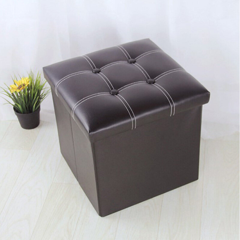 Free shipping Pu square stool with storage space living room ottoman kids toy storage box foldable bookcase footrest furniture