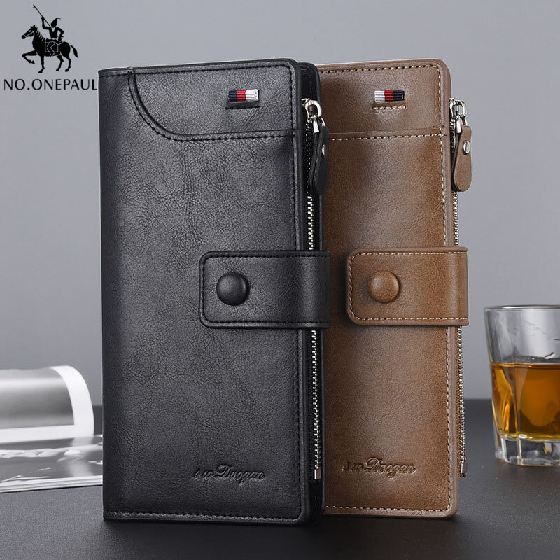 Long and high quality zipper wallet men's long wallet European and American fashion classic multi-function  hand purse gift