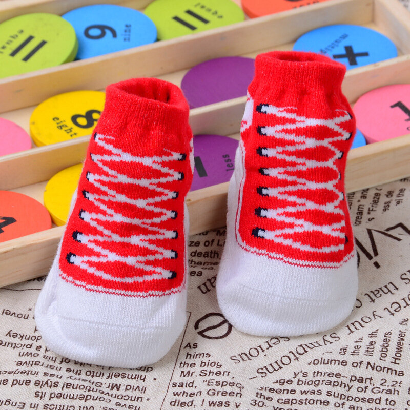 Chaussettes en coton avec semelle en caoutchouc non ald pour bébé de 0 à 12 mois, chaussures unisexes anti ald pour nouveau-né, 1 paire