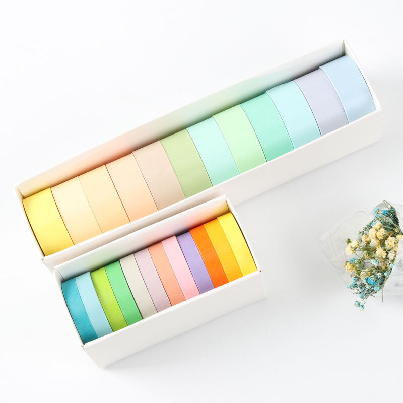 1 Juego de cinta de papel Washi para libro de mano de Color caramelo puro de Macarons de Color sólido