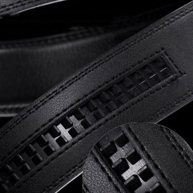 Cinturón de cuero de imitación para hombre, hebilla automática, informal, de alta calidad, color sólido, para negocios