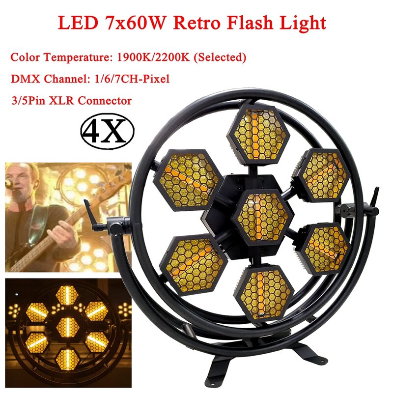 4 шт./лот, LED-лампы 7x60 Вт в стиле ретро, DMX512, дискотечный шар для танцев, вечерние, Клубные, сценические