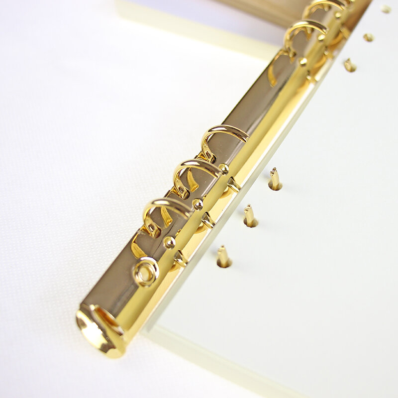 Carpeta espiral de Metal dorado, carpeta de archivos de acero inoxidable, Clip de carpeta de anillas de hojas sueltas para diario de cuaderno, A7, 2 agujeros, 1 pieza