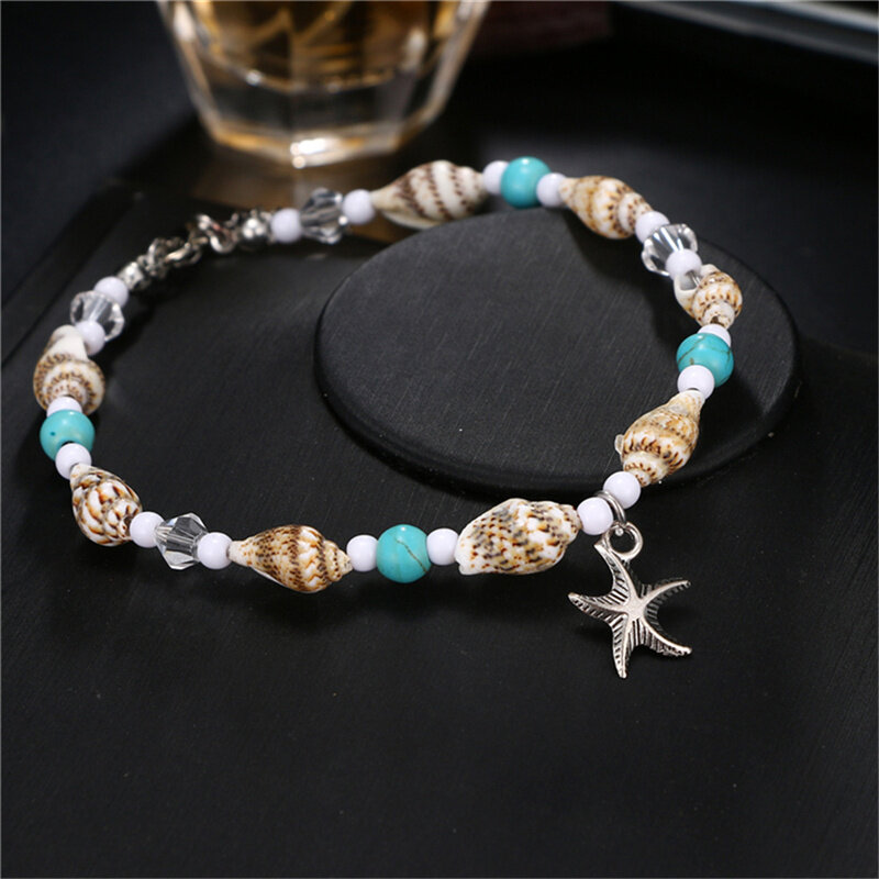 Bracelets de cheville pour femme en forme de coquillage, perles, en forme d'étoile, bijou de plage, bohème chaîne de pieds, style Boho, cadeau, nouvelle collection