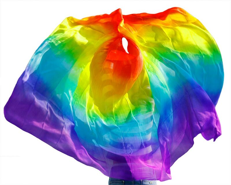 Топ класс сексуальные женские 100% настоящий танца живота вуаль шелковые на распродаже радужные цвета