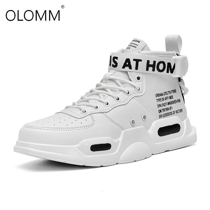 Men's High Top Fashion Leather Sneakers Trend Hot Sale Comfortable Man Casual Shoes Outdoor Non-slip Breathable Men Shoes 39-48