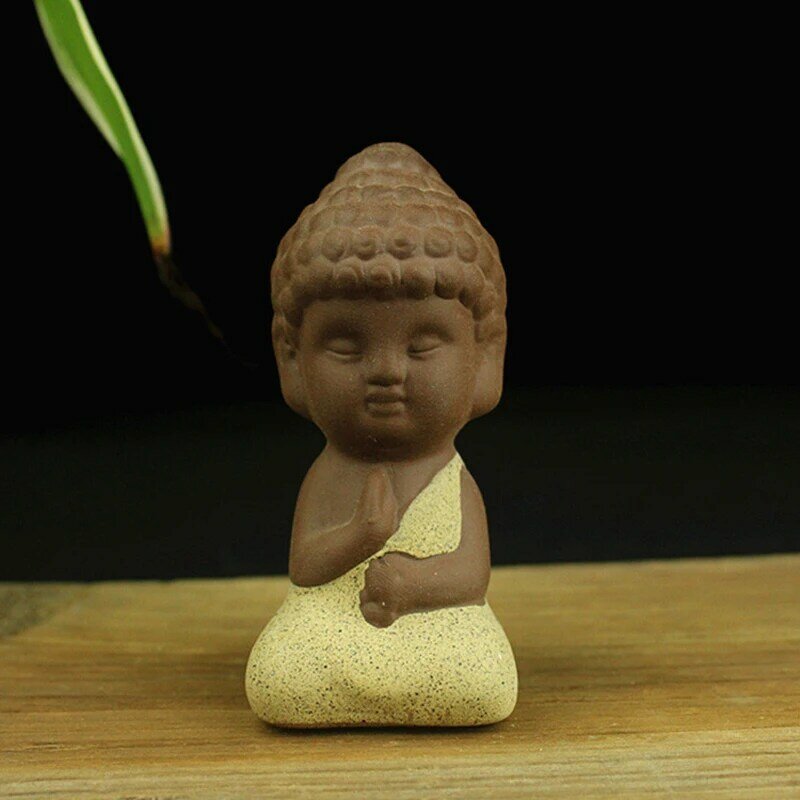 4 Kleur Mini Keramische Boeddha Standbeeld Beeldje Yoga Handwerk Ornamenten Thee Decoratie
