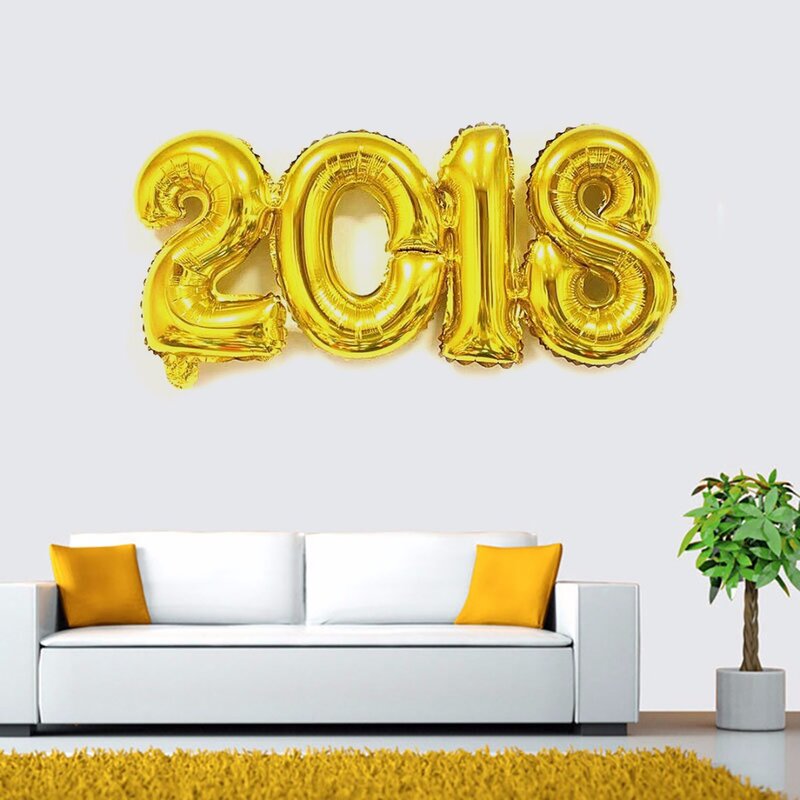 2018 nuovi palloncini Foil fai da te Festival felice anno nuovo decorazione della stanza delle feste oro argento