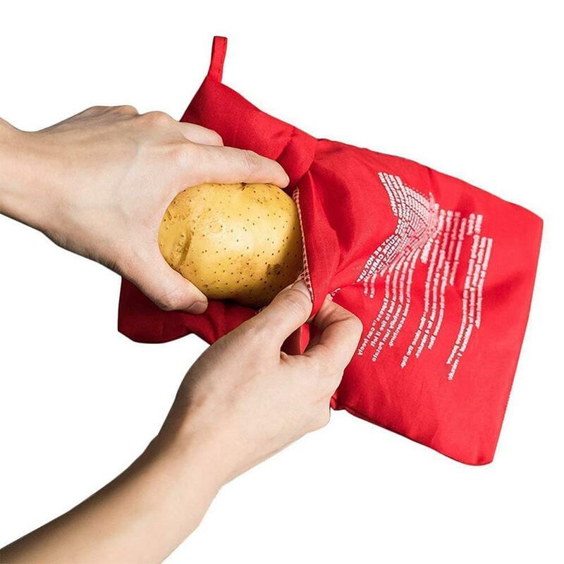 Red Microwave Potato Bag Baking Potato Cooking Bag Washable Cooker Bag Baked Potatoes Rice Pocket Oven Quick Fast Kitchen Tools