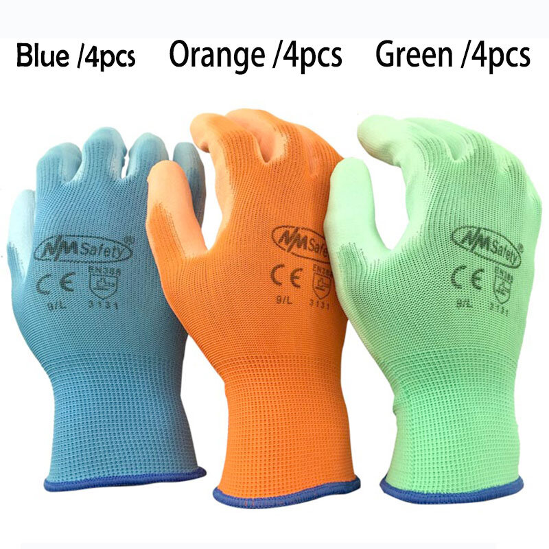 NMSafety wysokiej jakości 24 sztuki/12 par rękawice robocze z PU gumowe rękawice ochronne ochronne