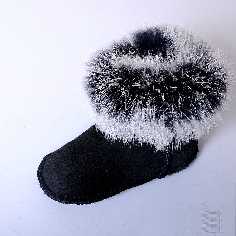 Botas de piel de conejo para bebé, zapatos cálidos para primeros pasos, invierno, nueva calidad