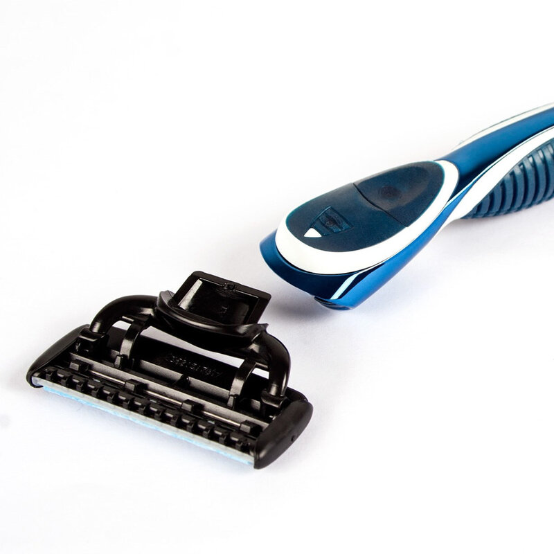 QShave-afeitadora Manual azul para hombre, cuchilla recortadora, 1 hoja X3, 1 hoja X5