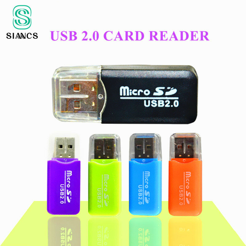 SIANCS-قارئ بطاقات خارجي USB 2.0 صغير ، قارئ بطاقة TF للكمبيوتر الشخصي ، مشغل MP3 ، MP4 ، محول محور usb